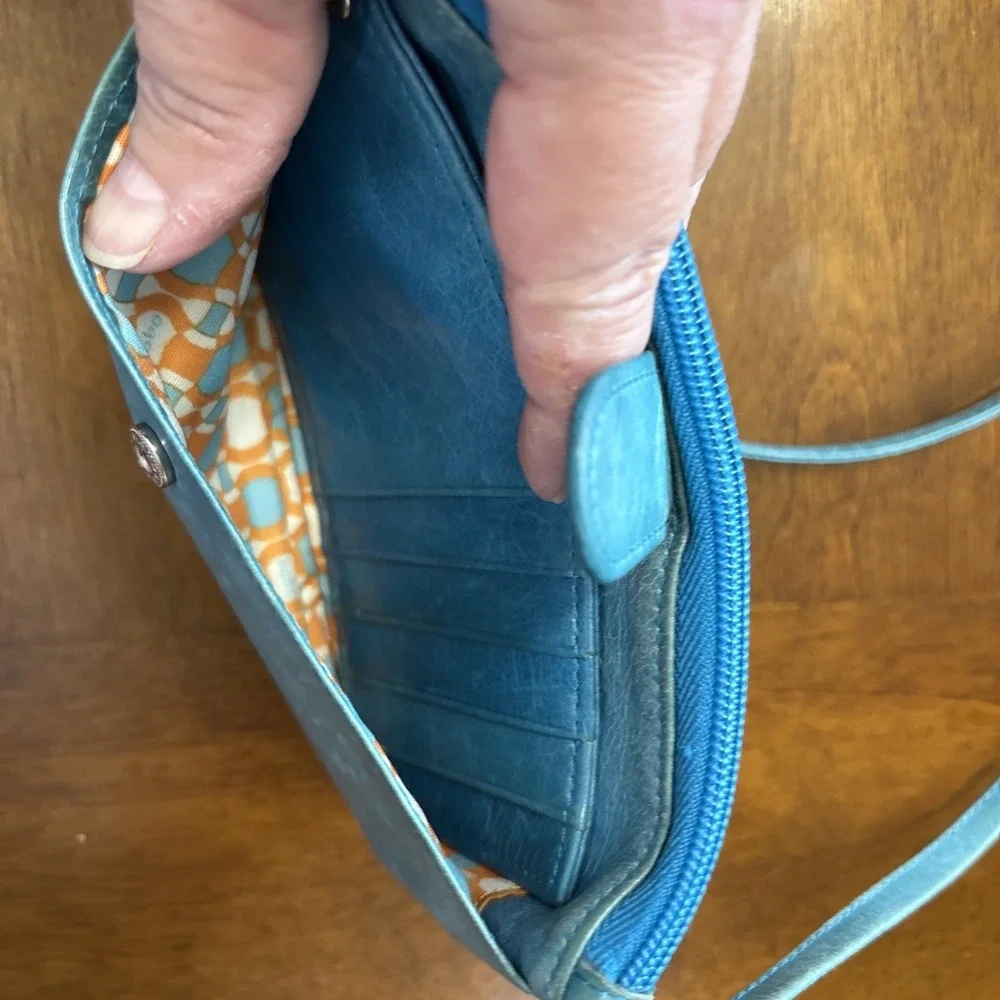 Hobo Original‎ Teal Distressed Leather Crossbody Purse Tassel Long + Short Strap
